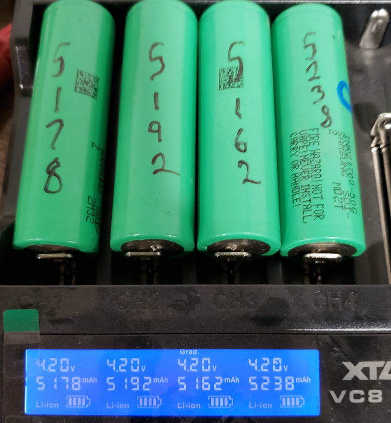Lot of used Samsung 50G 21700 4.9Ah 3.63v cells.